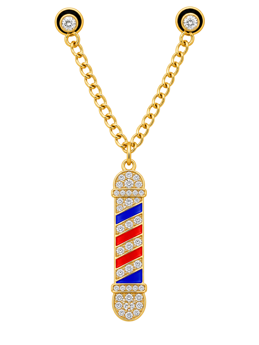 Gold Barber Pole Rhinestone Pin